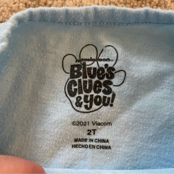 Blue's Clues Cotton Longsleeve Tee Top Crew Neck Applique 'Let's Think': 2T - Picture 3 of 5